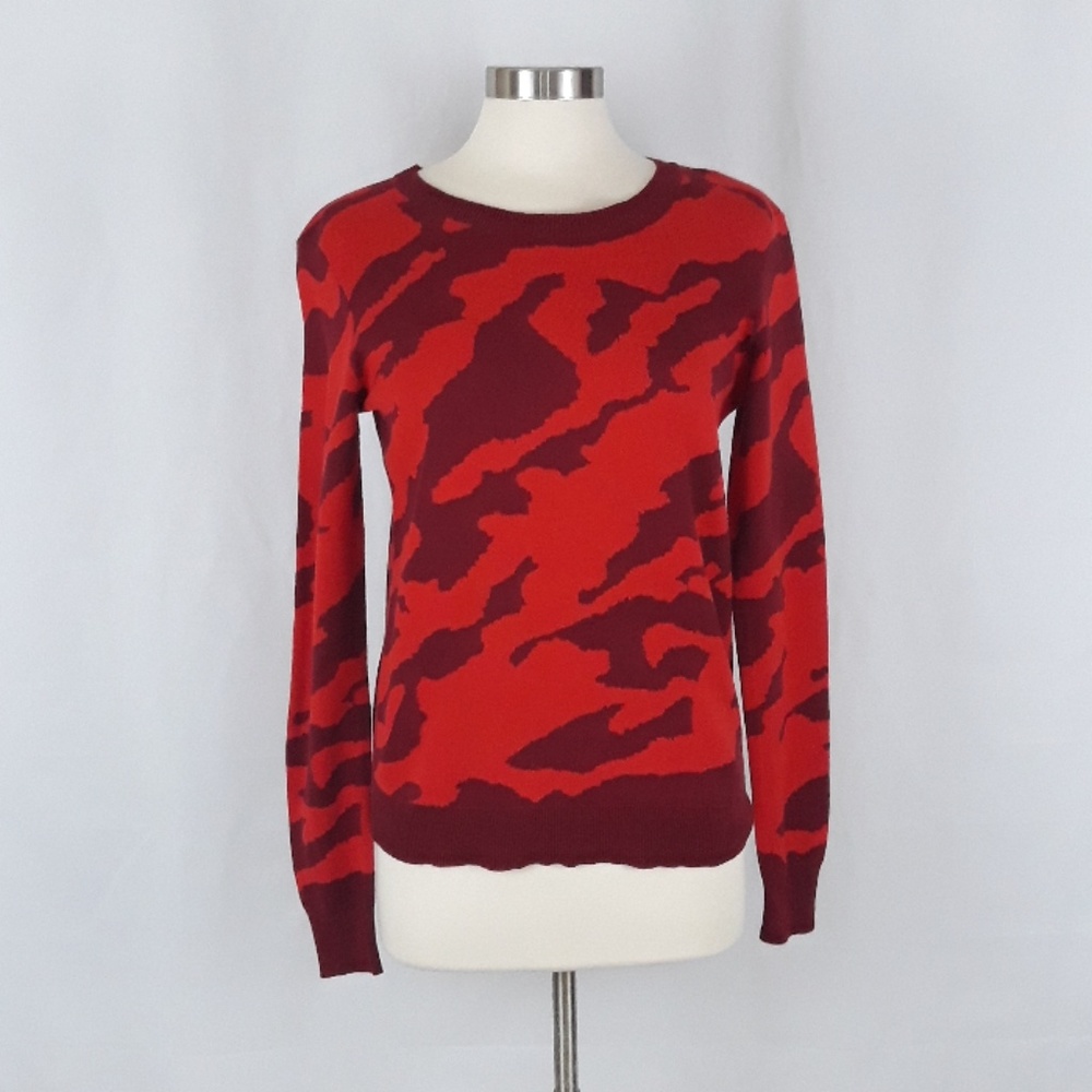 CAbi Red Camo Pullover Small Sweater